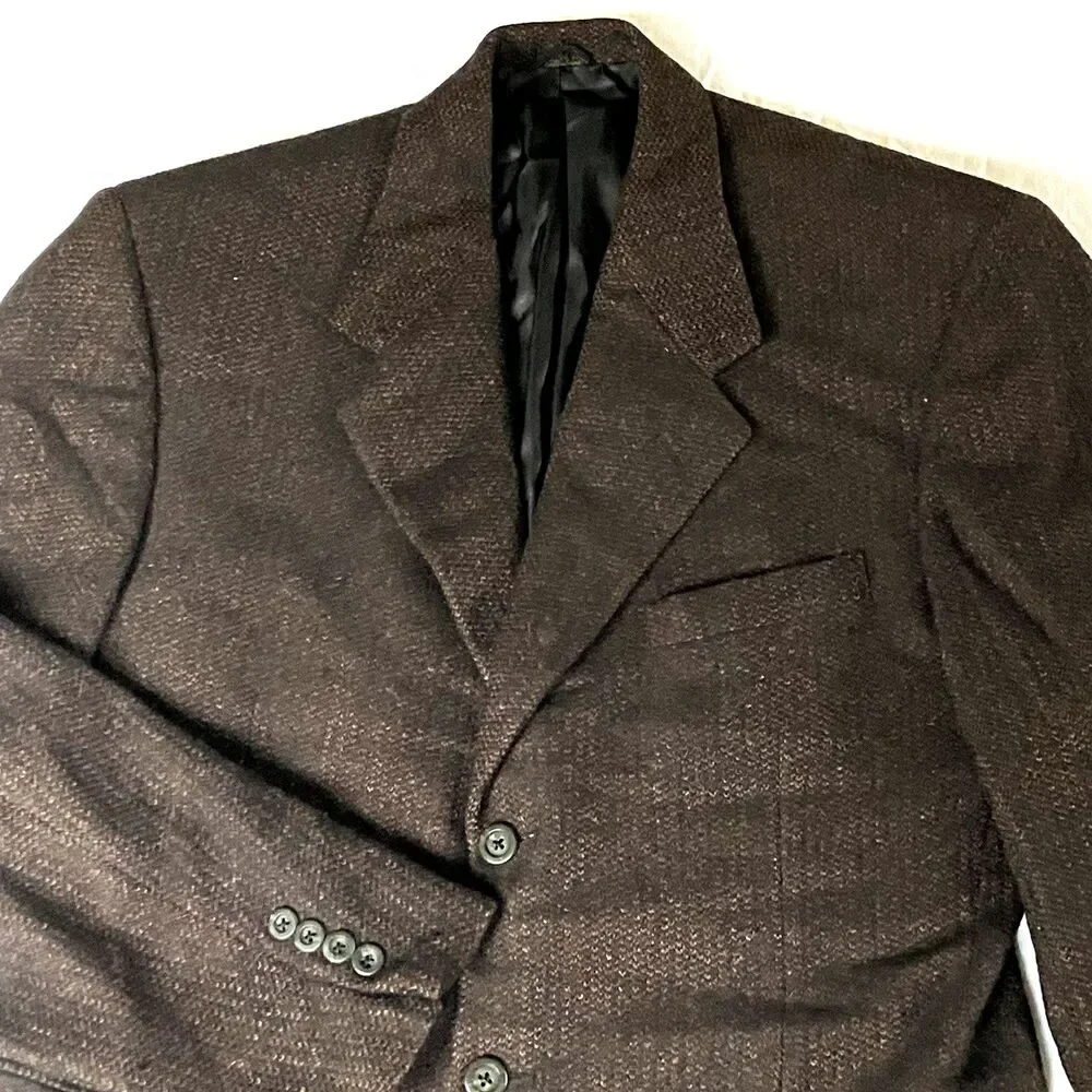 Tom James Vintage Tweed Sport Coat Donegal Wool Executive Col Brown Fleck 40 42